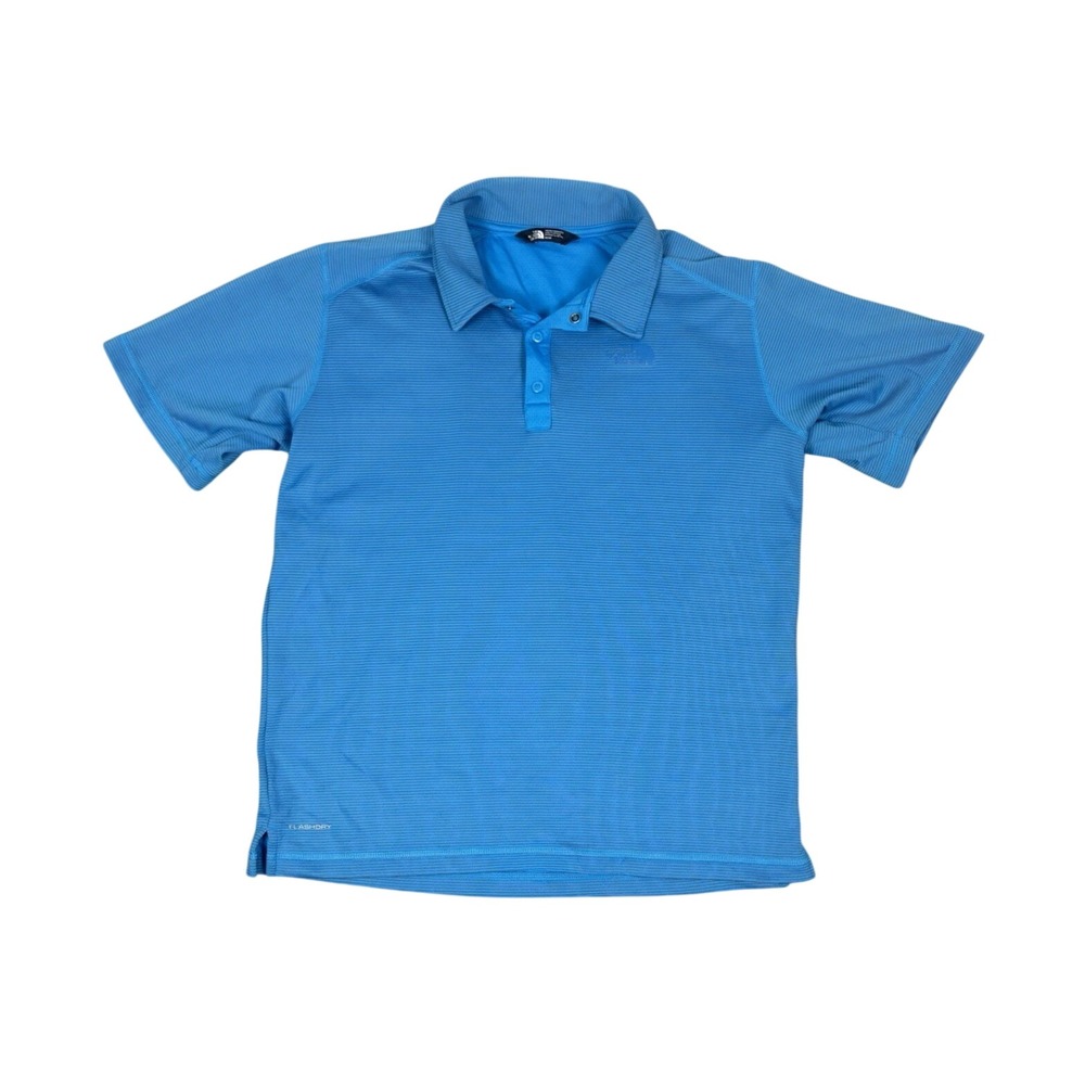 The North Face Polo‎ Shirt Mens Medium Blue FlashDry Performance Hiking Golf